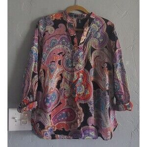 Lauren Ralph Lauren  Tops Blouse Womens L,100% Cotton, Long Sleeve, Paisley, 19